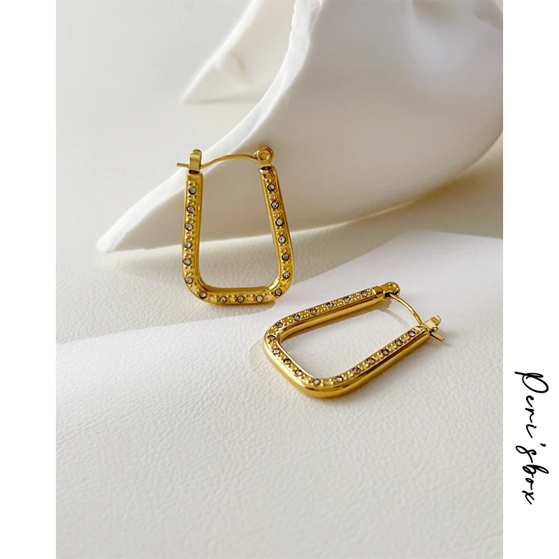 Peri'sbox Vintage Horseshoe Rhinestone Hoop Earring for Women Stainless Steel Geometric Huggie Earrings Simple Trendy Jewelry 
Peri'sbox Vintage Horseshoe Rhinestone Hoop Earring for Women Stainless Steel Geometric Huggie Earrings Simple Trendy Jewelry