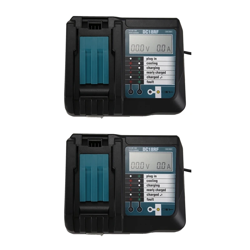 2X 14.4V 18V Li-Ion Battery Charger Voltage Current Lcd Digital Display For Makita Dc18rf Bl1830 Bl1815 Bl1430(EU Plug)
2X 14.4V 18V Li-Ion Battery Charger Voltage Current Lcd Digital Display For Makita Dc18rf Bl1830 Bl1815 Bl1430(EU Plug)