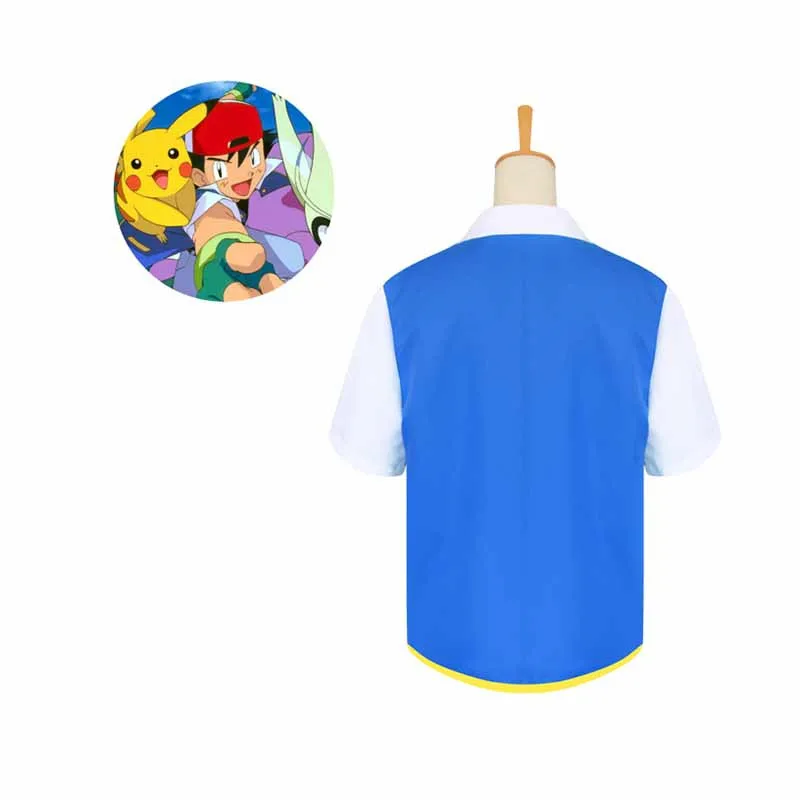Детский костюм для косплея из аниме Ash Ketchum куртка + перчатки шляпа мяч костюмы