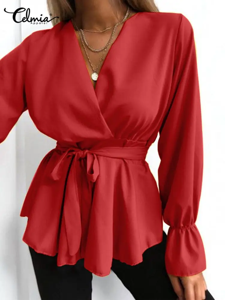 Celmia Elegant Lady Spring Peplum Shirts V-neck Solid Long Sleeve Casual Chemise Fashion Oversized Bandage Waisted Women Blouses
Celmia Elegant Lady Spring Peplum Shirts V-neck Solid Long Sleeve Casual Chemise Fashion Oversized Bandage Waisted Women Blouses