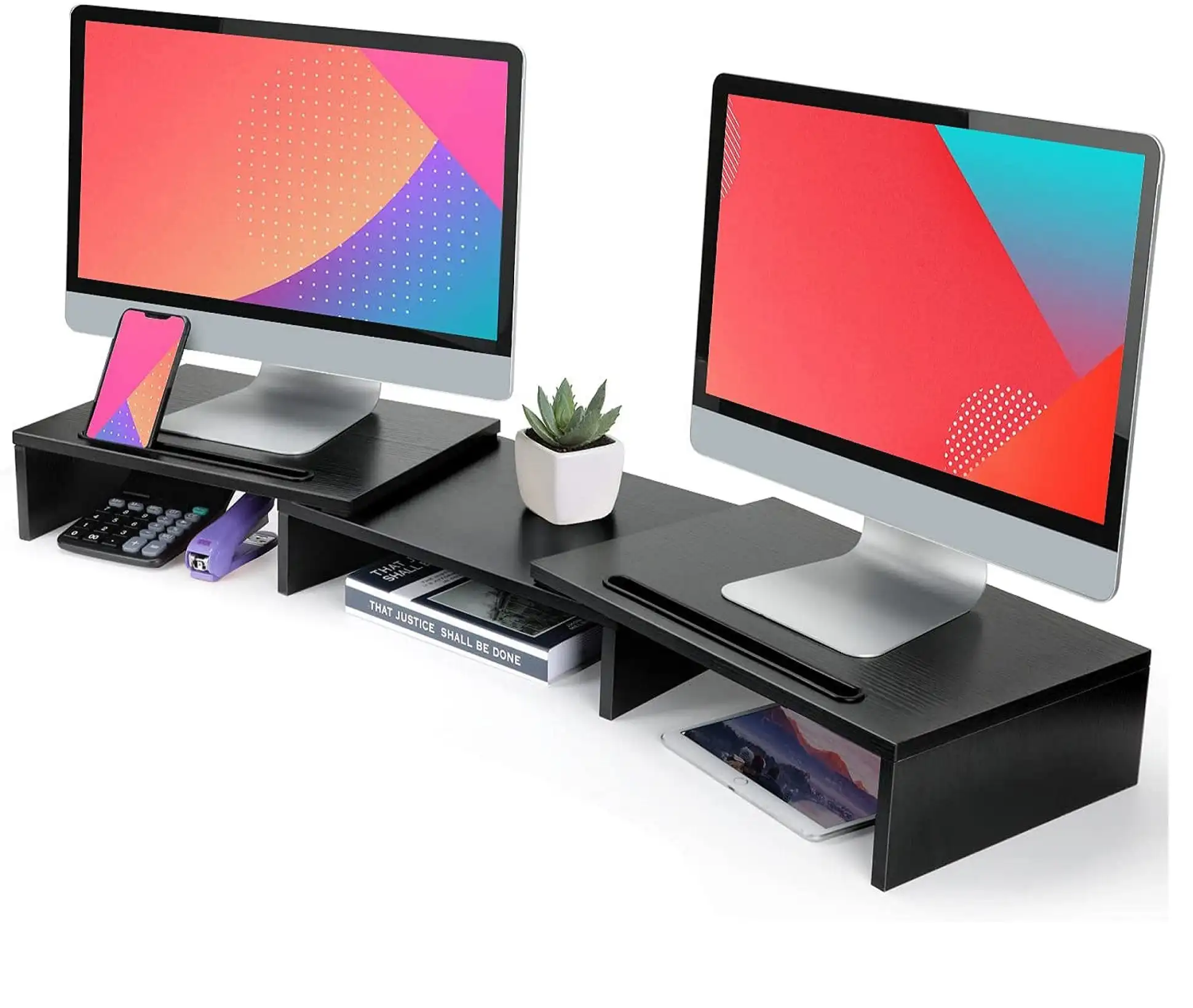 Dual Monitor Stand Riser with Adjustable Length & Angle, Double Monitor Riser PC, Computer, Laptop
Dual Monitor Stand Riser with Adjustable Length & Angle, Double Monitor Riser PC, Computer, Laptop