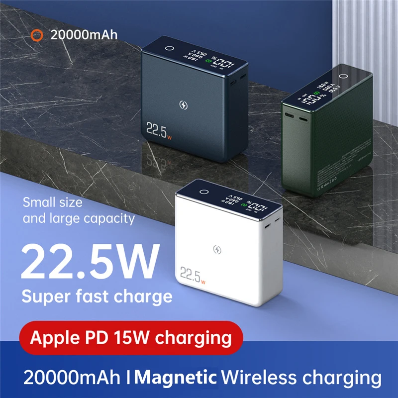 20000mAh PD20W Magnetic Wireless Power Bank Digital Display Powerbank For Iphone 12 13 Mac Book Portable External Battery Pack
20000mAh PD20W Magnetic Wireless Power Bank Digital Display Powerbank For Iphone 12 13 Mac Book Portable External Battery Pack