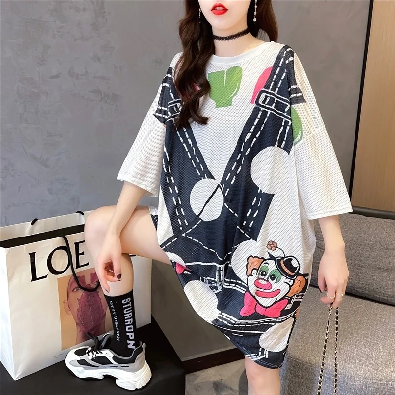 #0848 Summer Long T Shirt Women Cartoon Printed Mesh T Shirt Femme Loose Thin Vintage Beach Quick-Dry Women's Tee Shirt O-neck
#0848 Summer Long T Shirt Women Cartoon Printed Mesh T Shirt Femme Loose Thin Vintage Beach Quick-Dry Women's Tee Shirt O-neck