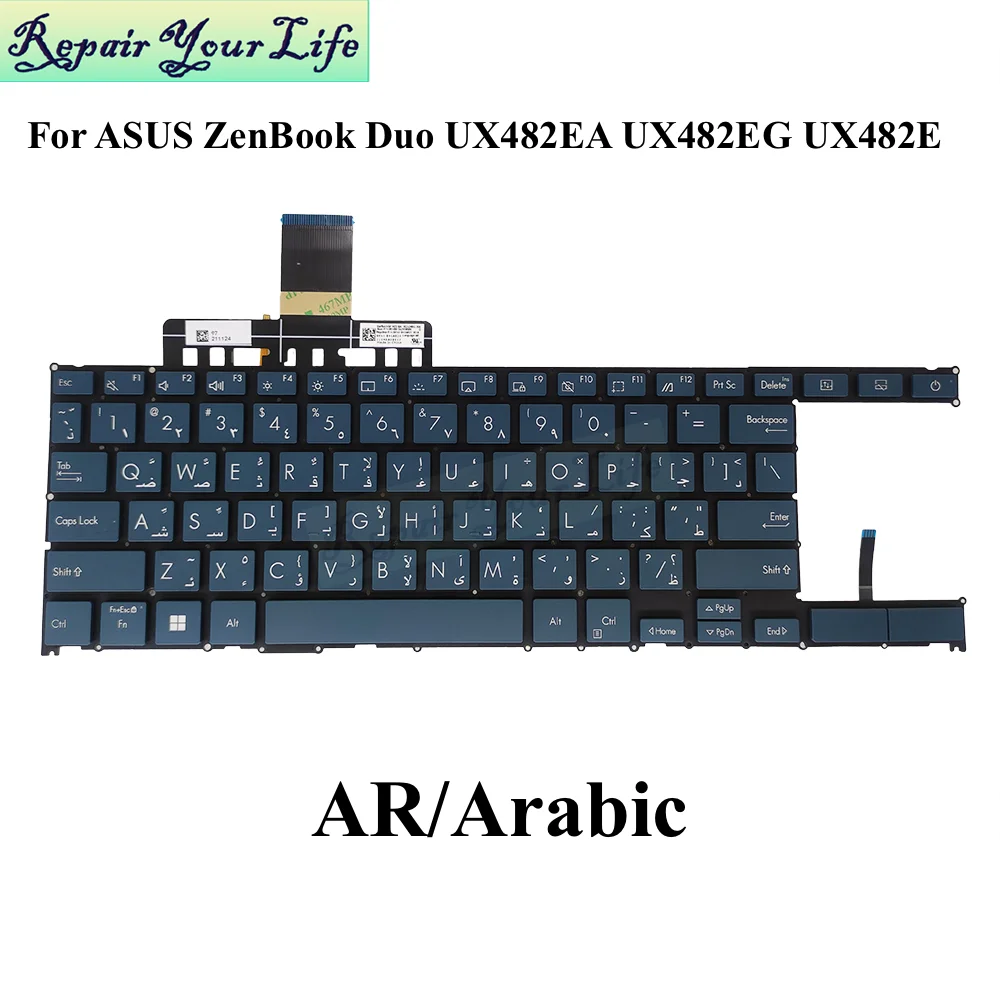 

UX482 US UK Arabic English Backlit Keyboard for Asus ZenBook Duo 14 UX482EA UX482EG UX482E UX482EAR UX482EGR AR Keyboard BV1US13