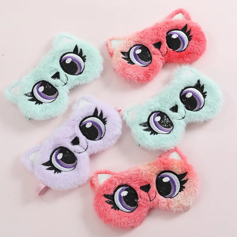 

2022 Plush Sleeping Mask Eyepatch Panda Eye Cover Lovely Cartoon for Eye Travel Relax Sleeping Aid Eye Patch Shading Eye Mask