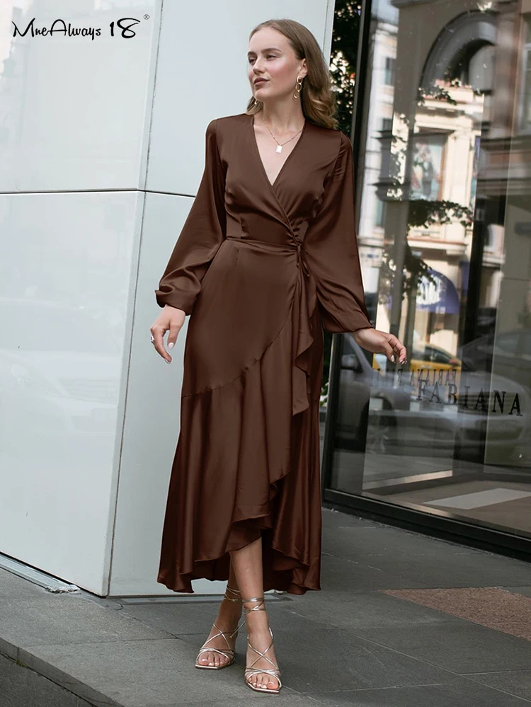 Mnealways18 Satin Party Elegant Dress Women Silky Wrap French Mermaid Dress Ruffled Evening Lantern Sleeve Prom Dresses Flowing
Mnealways18 Satin Party Elegant Dress Women Silky Wrap French Mermaid Dress Ruffled Evening Lantern Sleeve Prom Dresses Flowing