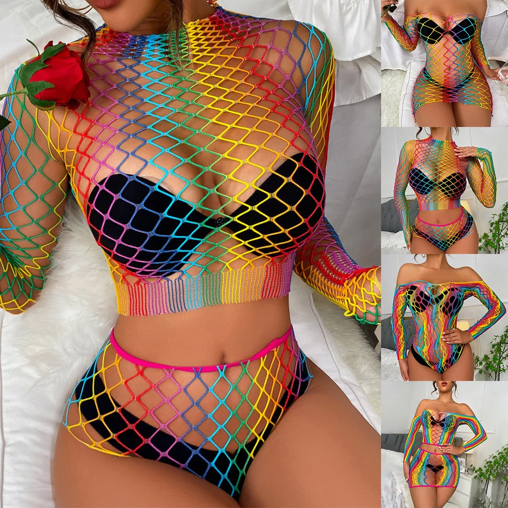 Womens Sexy Lingerie Mesh Fishnet Dress Bodysuit Thong Set Hollow Out See-through Lingerie Fashion Colorful Pajamas Sleepwear
Womens Sexy Lingerie Mesh Fishnet Dress Bodysuit Thong Set Hollow Out See-through Lingerie Fashion Colorful Pajamas Sleepwear