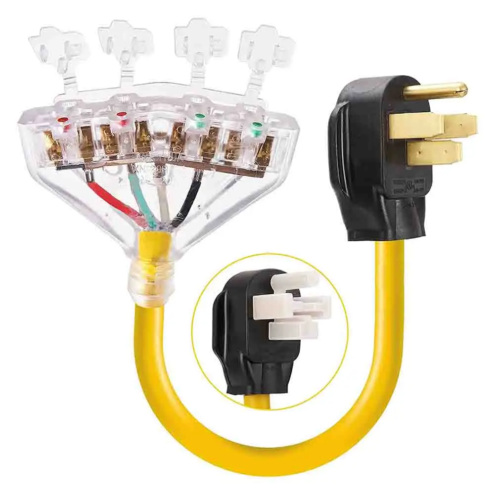 50 Amp To 110V 20Amp RV Adapter Cord Extension Line 4 Prong NEMA 14-50P Male To 4X 5-20R FemaleGenerator Adapter Electrical Plug
50 Amp To 110V 20Amp RV Adapter Cord Extension Line 4 Prong NEMA 14-50P Male To 4X 5-20R FemaleGenerator Adapter Electrical Plug