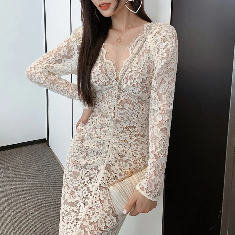 2022 Spring New French Style V-neck Puff Sleeve Lace Long Dress Sexy Fishtail Beautiful Dress Long Sleeve Dress
2022 Spring New French Style V-neck Puff Sleeve Lace Long Dress Sexy Fishtail Beautiful Dress Long Sleeve Dress