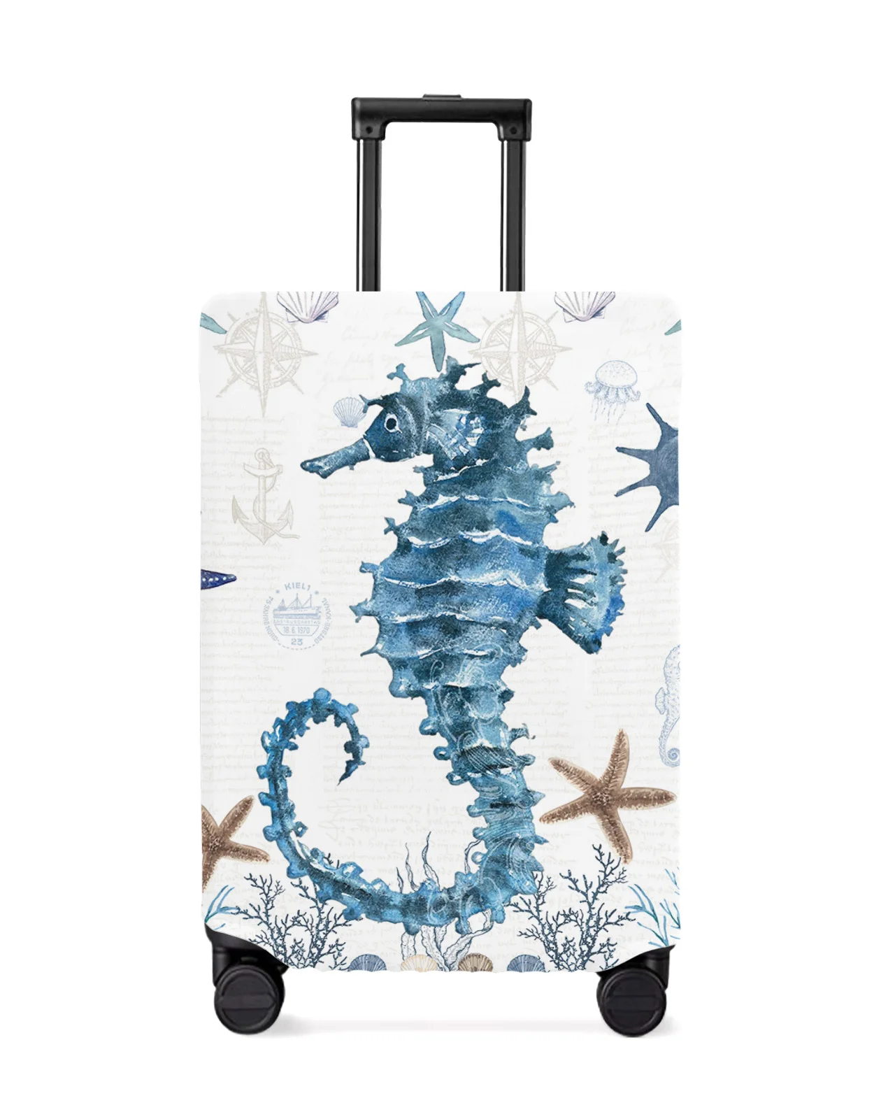 

Mediterranean Style Ocean Starfish Seahorse Stripes Travel Luggage Cover Elastic Baggage Cover Suitcase Case Travel Accessories