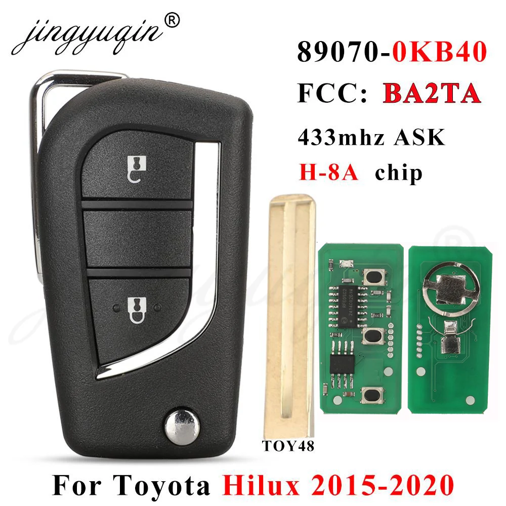 jingyuqin 89070-0KB40 BA2TA 2-кнопочный выкидной ключ-пульт 433 МГц с чипом H-8A для Toyota Hilux Yaris 2015-2020 INNOV
jingyuqin 89070-0KB40 BA2TA 2-кнопочный выкидной ключ-пульт 433 МГц с чипом H-8A для Toyota Hilux Yaris 2015-2020 INNOV