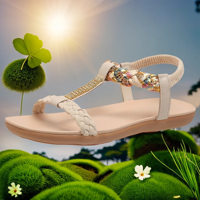 Women's Sandals 2023 New Open-toe Bohemian Flat Shoes Summer Rhinestone Cowhide Soft Bottom Women's Sandals Elastic Strap Shoes
Women's Sandals 2023 New Open-toe Bohemian Flat Shoes Summer Rhinestone Cowhide Soft Bottom Women's Sandals Elastic Strap Shoes