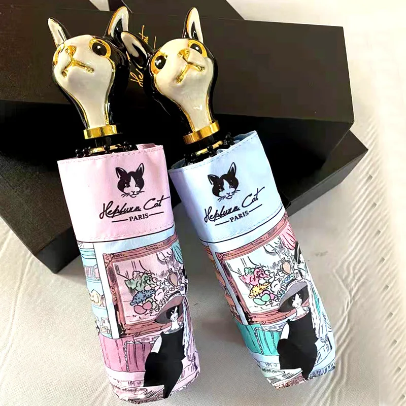 Luxury Brand Women Sun Umbrella Cute Cat Handle Mini Portable Anti-UV Windproof Five-Fold Umbrella Upscale Gift Box Girl Parasol
Luxury Brand Women Sun Umbrella Cute Cat Handle Mini Portable Anti-UV Windproof Five-Fold Umbrella Upscale Gift Box Girl Parasol