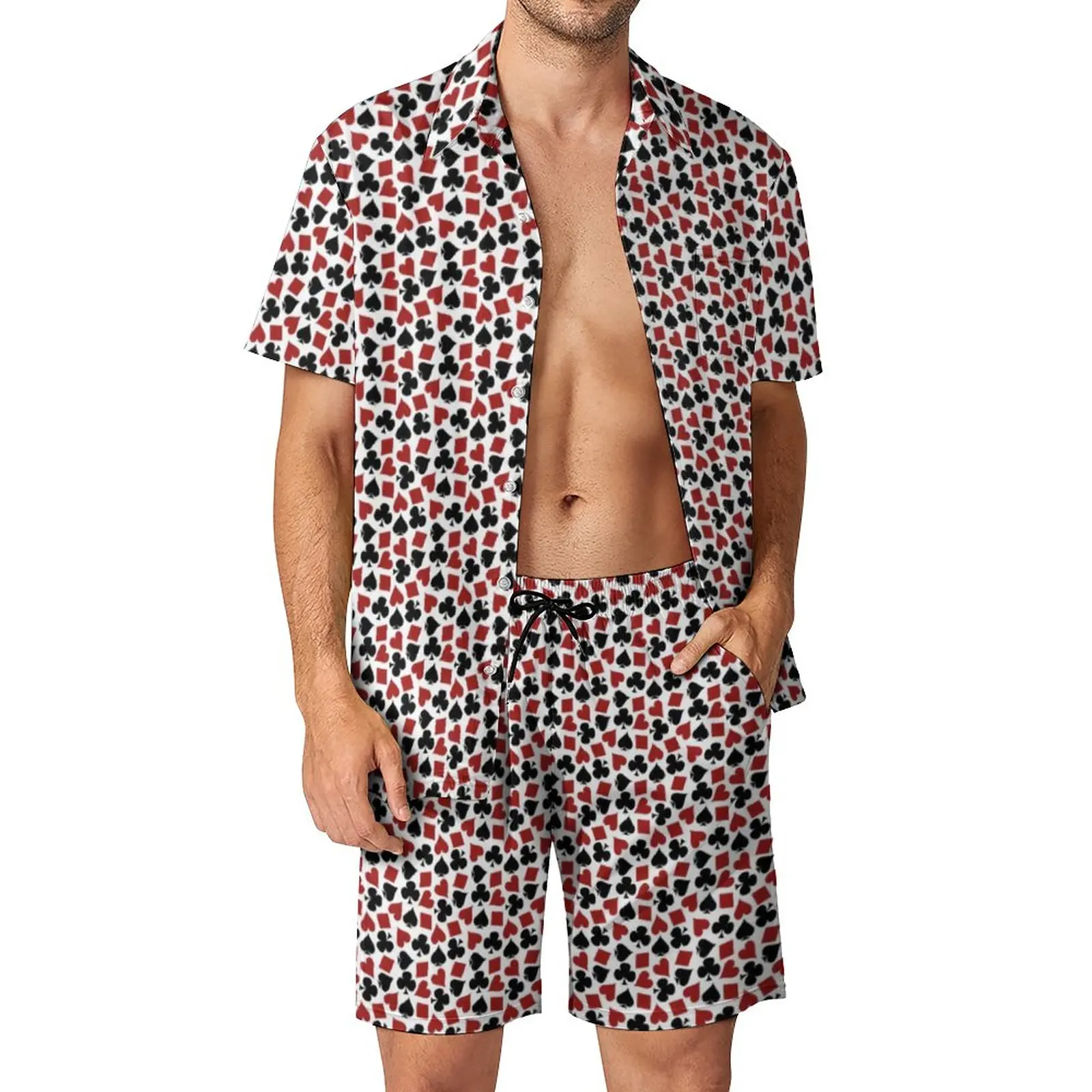 Poker Playing Card Men Sets Funny Hearts Print Vintage Casual Shirt Set Short-Sleeved Shorts Summer Beachwear Suit Big Size
Poker Playing Card Men Sets Funny Hearts Print Vintage Casual Shirt Set Short-Sleeved Shorts Summer Beachwear Suit Big Size