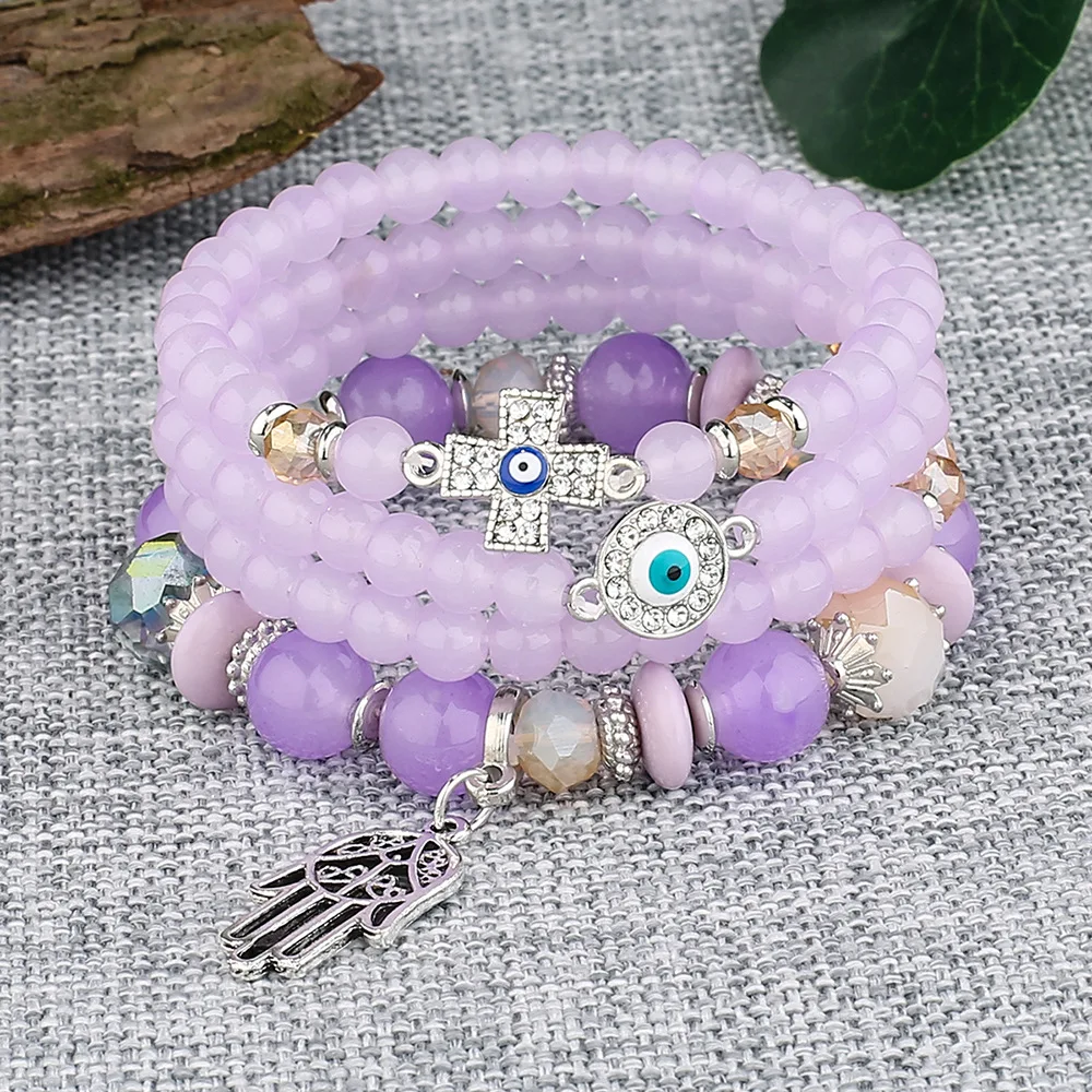 6-color Bohemian Women's Bracelet Fashion Cross Hand Pendant Glass Bead Multilayer Bracelet Resin Beads Bracelets
6-color Bohemian Women's Bracelet Fashion Cross Hand Pendant Glass Bead Multilayer Bracelet Resin Beads Bracelets