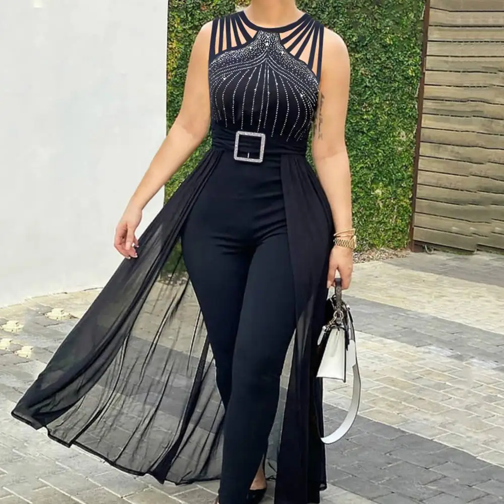 Casual Women Rhinestone Sheer Mesh Sleeveless Jumpsuit Fashion Femme Elegant Lady Solid Round Neck Jumpsuit Streetwear
Casual Women Rhinestone Sheer Mesh Sleeveless Jumpsuit Fashion Femme Elegant Lady Solid Round Neck Jumpsuit Streetwear