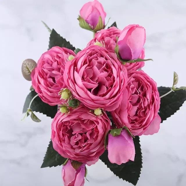 30cm Rose Pink Silk Peony Artificial Flowers Bouquet 5 Big Head and 4 Bud Cheap Fake Flowers for Home Wedding Decoration indoor
30cm Rose Pink Silk Peony Artificial Flowers Bouquet 5 Big Head and 4 Bud Cheap Fake Flowers for Home Wedding Decoration indoor