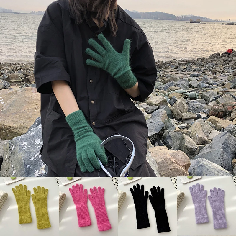 Solid Color Knitting Woolen Rabbit Fur Full Finger Mittens Rabbit Wool Long Gloves Mid-Length Knitted Gloves Handmade 1 Pairs
Solid Color Knitting Woolen Rabbit Fur Full Finger Mittens Rabbit Wool Long Gloves Mid-Length Knitted Gloves Handmade 1 Pairs