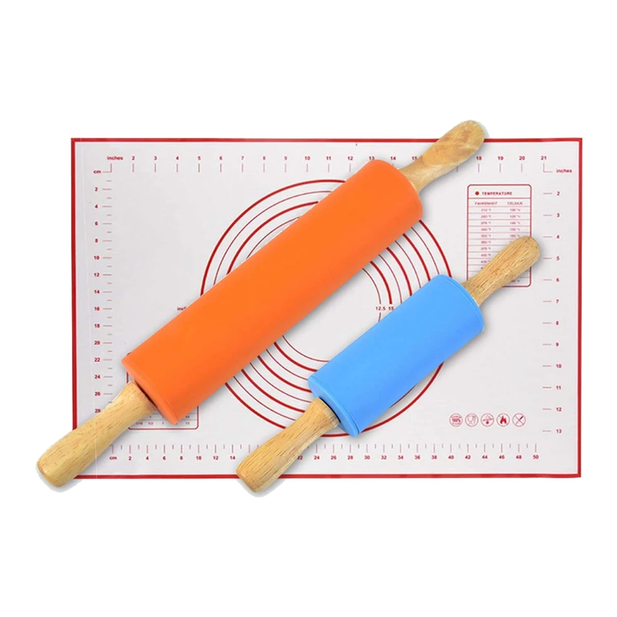 2 Pcs Silicone Rolling Pin with Wooden Handles,1 Pcs Silicone Kneading Pad,for Baking Pie, Pastries,Pizza,Cookies
2 Pcs Silicone Rolling Pin with Wooden Handles,1 Pcs Silicone Kneading Pad,for Baking Pie, Pastries,Pizza,Cookies