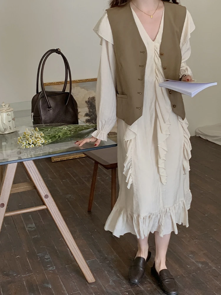 TINT ERA Spring And Summer Women's 2022 New Korean Version V-neck Loose Drape Bubble Long-sleeved Long Ruffle Dress Female Y2K
TINT ERA Spring And Summer Women's 2022 New Korean Version V-neck Loose Drape Bubble Long-sleeved Long Ruffle Dress Female Y2K