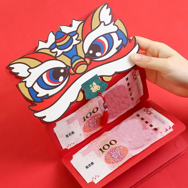 

Китайские новогодние складные красные конверты 2022 года красные пакеты Тигры Красный Подарочный конверт на Новый год Рождество День рожден...