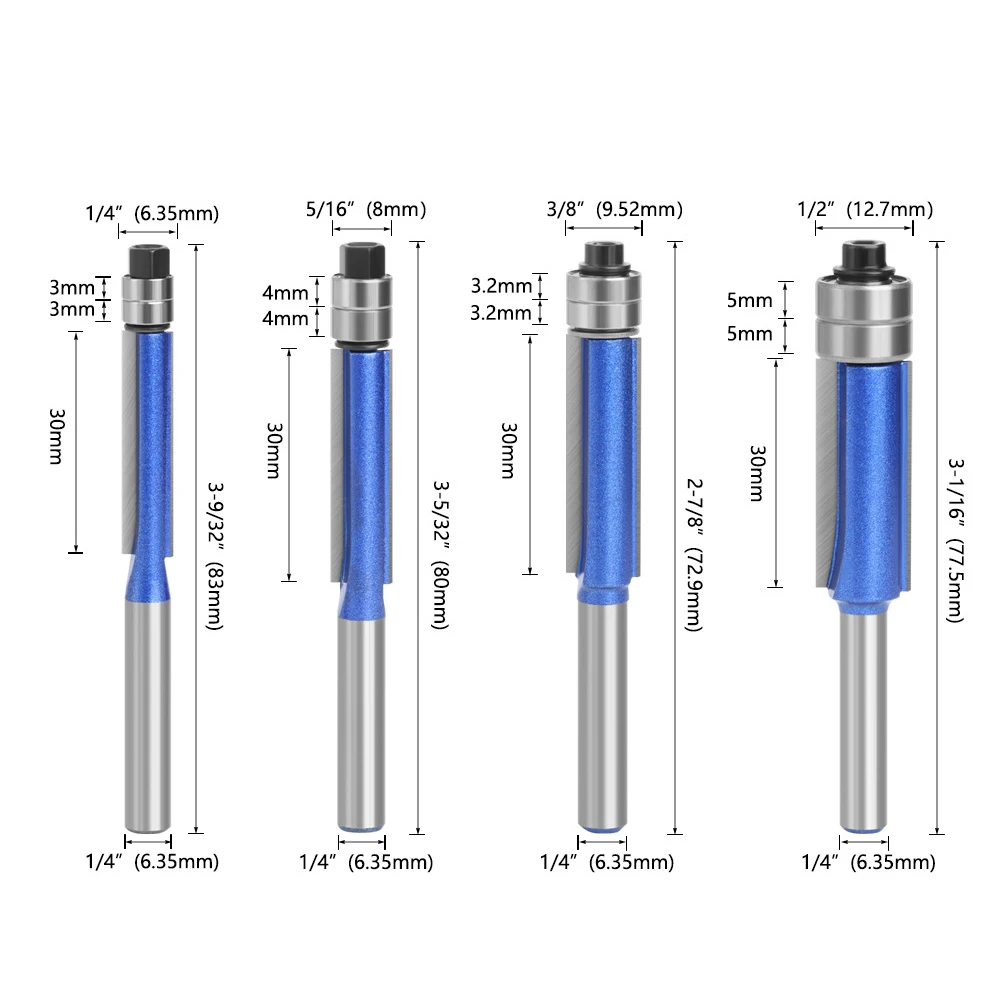 1/4PCS 1/4 Shank 6mm shank Trim Router Bit with Bearing for Wood Template Pattern Bit Tungsten Carbide Milling Cutter for Wood
1/4PCS 1/4 Shank 6mm shank Trim Router Bit with Bearing for Wood Template Pattern Bit Tungsten Carbide Milling Cutter for Wood