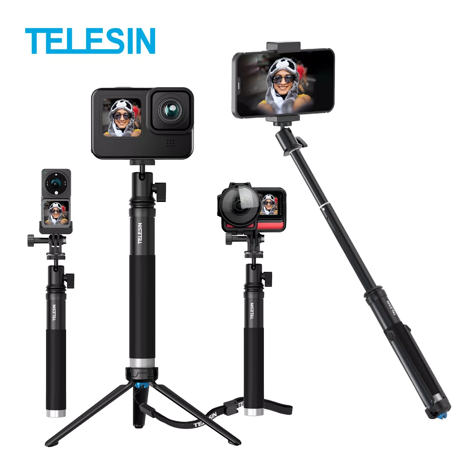 TELESIN For GoPro Selfie Stick 360° Rotation + Foldable Tripod Phone Holder Aluminum Alloy Monopod for DJI Insta360 Smartphone
TELESIN For GoPro Selfie Stick 360° Rotation + Foldable Tripod Phone Holder Aluminum Alloy Monopod for DJI Insta360 Smartphone