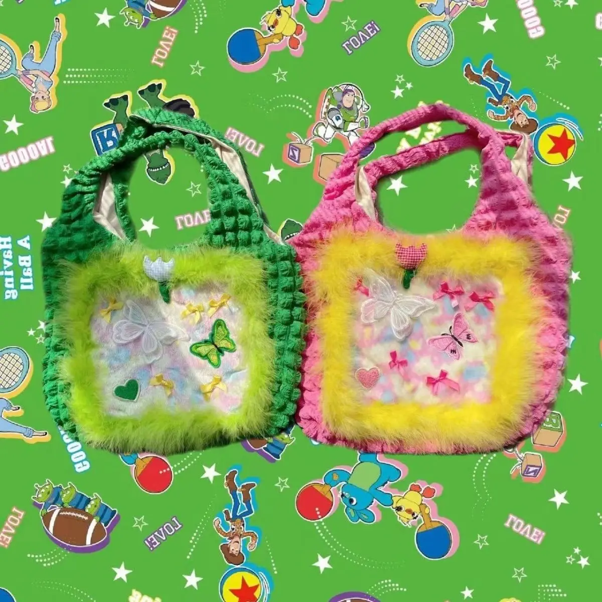 Japanese Fashion Large Capacity Plush Tote Bag Y2k Cute Green Pink Butterfly Soft Storage Bag Women Handbag Daily Shopping Bag
Japanese Fashion Large Capacity Plush Tote Bag Y2k Cute Green Pink Butterfly Soft Storage Bag Women Handbag Daily Shopping Bag