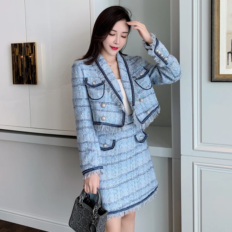 Runway Fall Winter French Brand Women's Tassel Plaid Elegant Tweed Jacket Coat + High Waist Fashion Woolen Skirts Two Pieces Set
Runway Fall Winter French Brand Women's Tassel Plaid Elegant Tweed Jacket Coat + High Waist Fashion Woolen Skirts Two Pieces Set