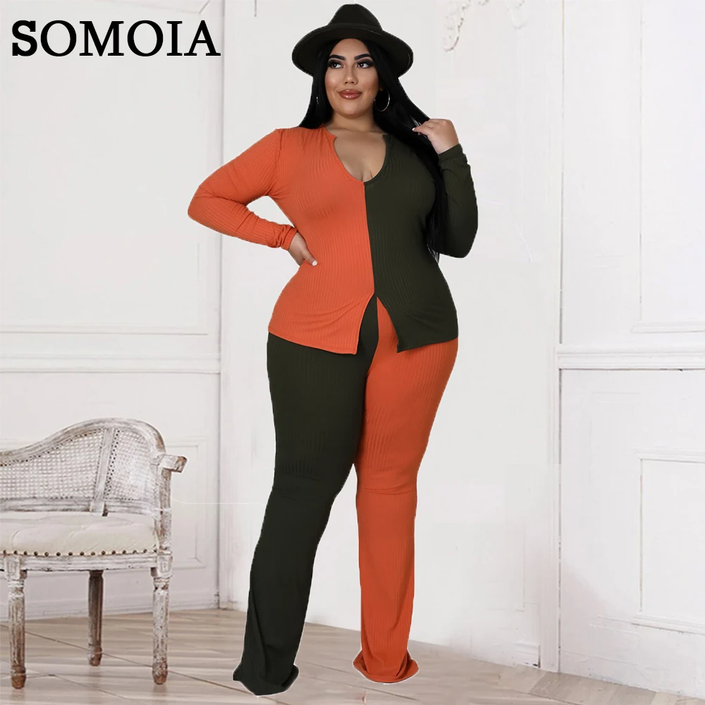 Plus Size Women Clothing Casual Street Two Piece Set Color Matching Knitted Ribbing Trouser Matching Suit High Stretch Outfit
Plus Size Women Clothing Casual Street Two Piece Set Color Matching Knitted Ribbing Trouser Matching Suit High Stretch Outfit