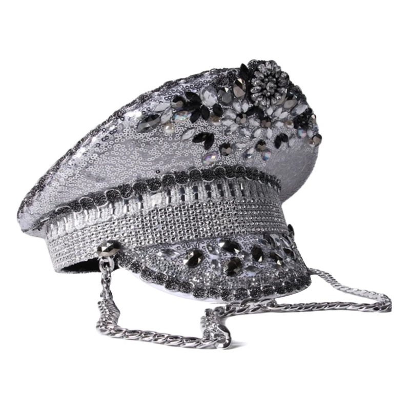 Сверкающая шляпа капитана, инкрустированная тяжелыми кристаллами и блестками, шляпа для девичника, шляпа капитана, шляпа невесты
Сверкающая шляпа капитана, инкрустированная тяжелыми кристаллами и блестками, шляпа для девичника, шляпа капитана, шляпа невесты