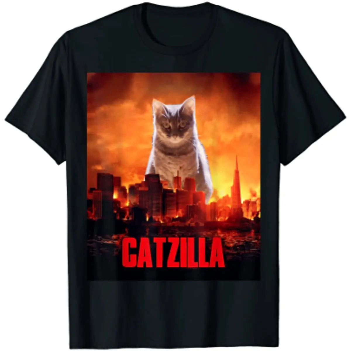 

Catzilla Cat Kitten Lover Men Women T-Shirt Graphic T Shirts Casual Cotton Four Seasons Daily Tees Vintage T Shirt Summer