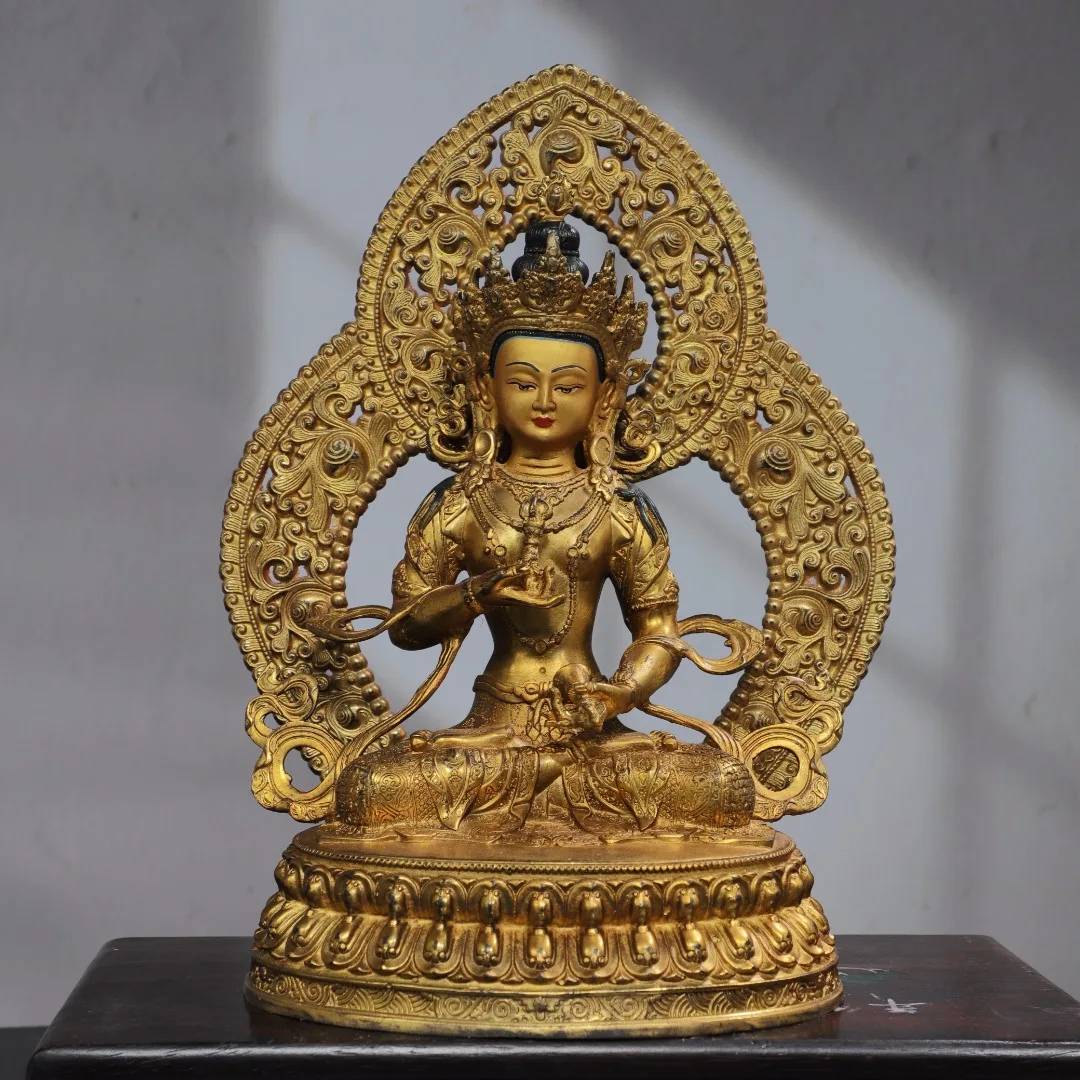 14"Tibet Temple Collection Old Bronze Gilding Tracing Vajrasattva Backlit Lotus Platform Sitting Buddha Worship Hall Town house
14"Tibet Temple Collection Old Bronze Gilding Tracing Vajrasattva Backlit Lotus Platform Sitting Buddha Worship Hall Town house