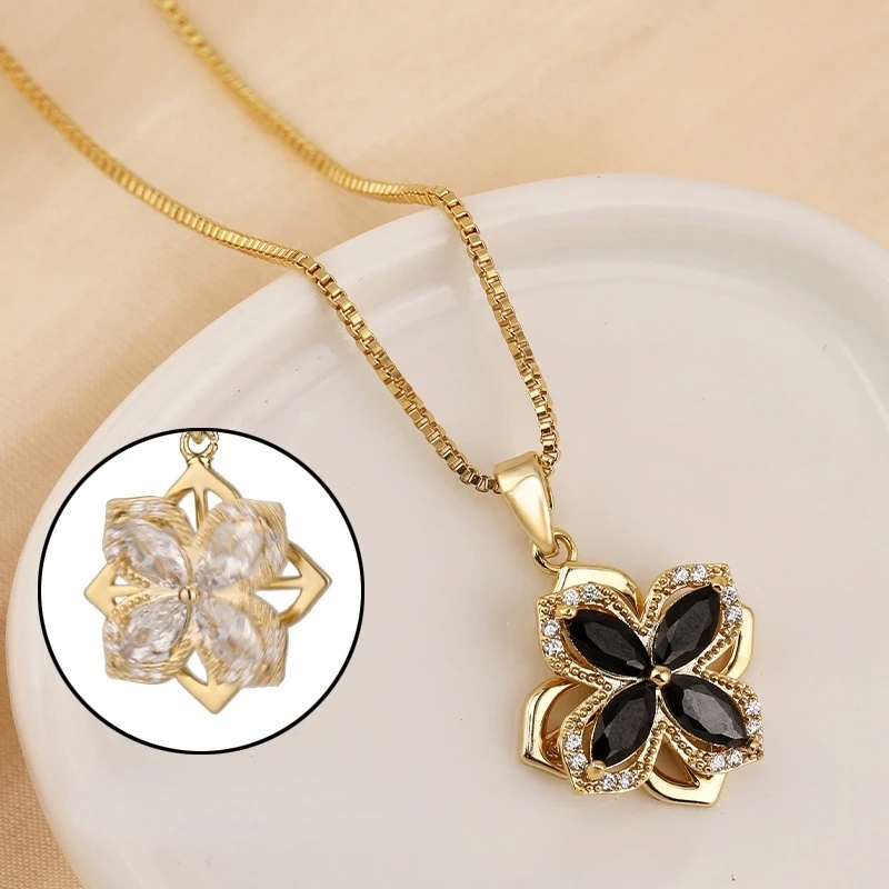 2022 Rotatable Zircon New Clover Pendant Titanium Steel Necklace Simple Clavicle Chain Crystal Flower Necklaces Women Wholesale
2022 Rotatable Zircon New Clover Pendant Titanium Steel Necklace Simple Clavicle Chain Crystal Flower Necklaces Women Wholesale