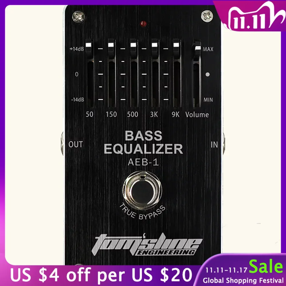 Aroma AEB-1 EQ 5 Band Bass Equalizer Effect Pedal Electric Bass True Bypass Bass Low Power Premium Analogue Effect Pedal Part 
Aroma AEB-1 EQ 5 Band Bass Equalizer Effect Pedal Electric Bass True Bypass Bass Low Power Premium Analogue Effect Pedal Part