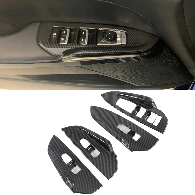 

Левый руль для KIA K5 2020 4 шт. углеродное волокно ABS Автомобильная Боковая дверь окно подъемник переключатели кнопки крышка молдинг автомобиль...