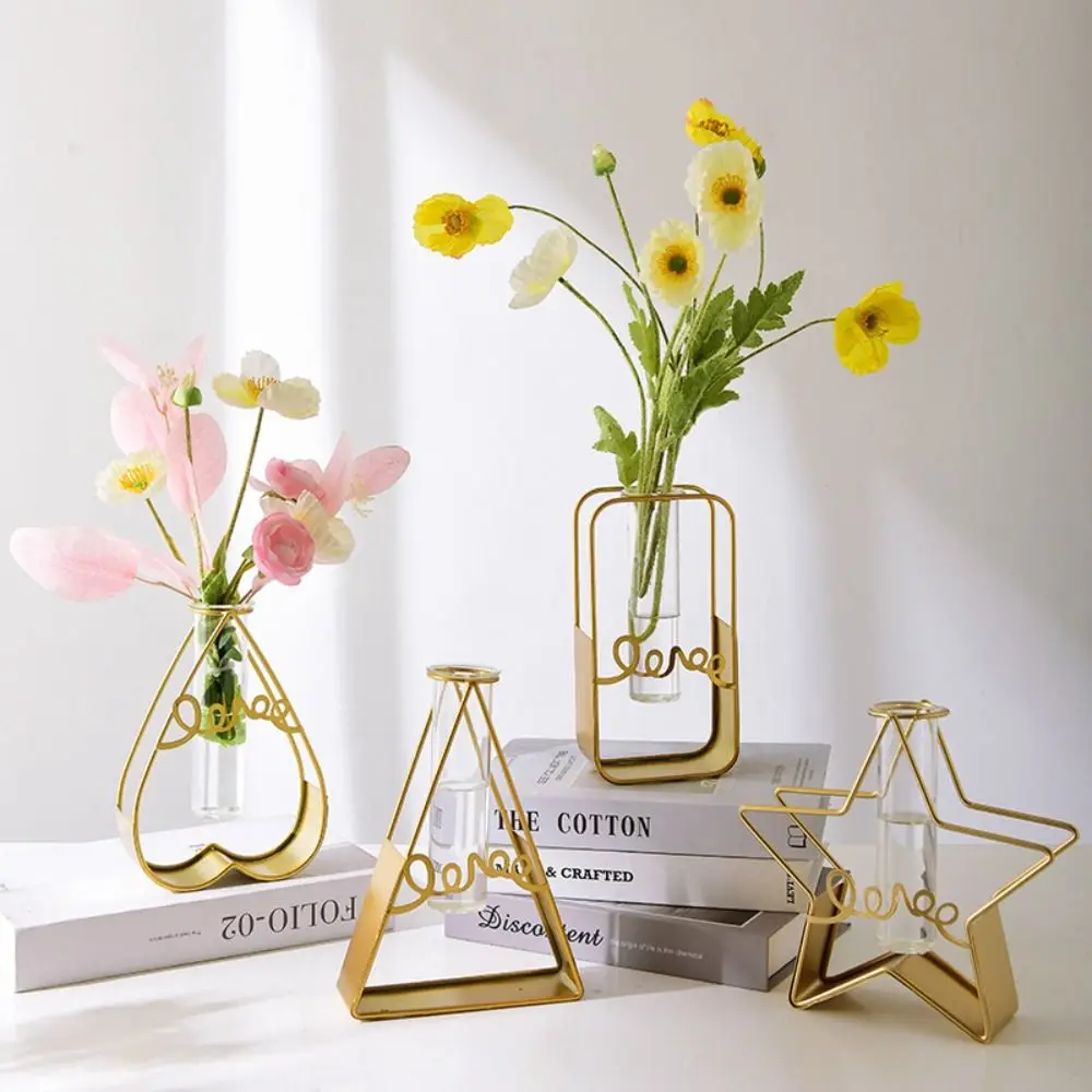 Nordic Simple Golden Glass Vase Hydroponic Plant Flower Geometric Iron Line Glass Test Tube Metal Plant Holder Modern Home Decor
Nordic Simple Golden Glass Vase Hydroponic Plant Flower Geometric Iron Line Glass Test Tube Metal Plant Holder Modern Home Decor