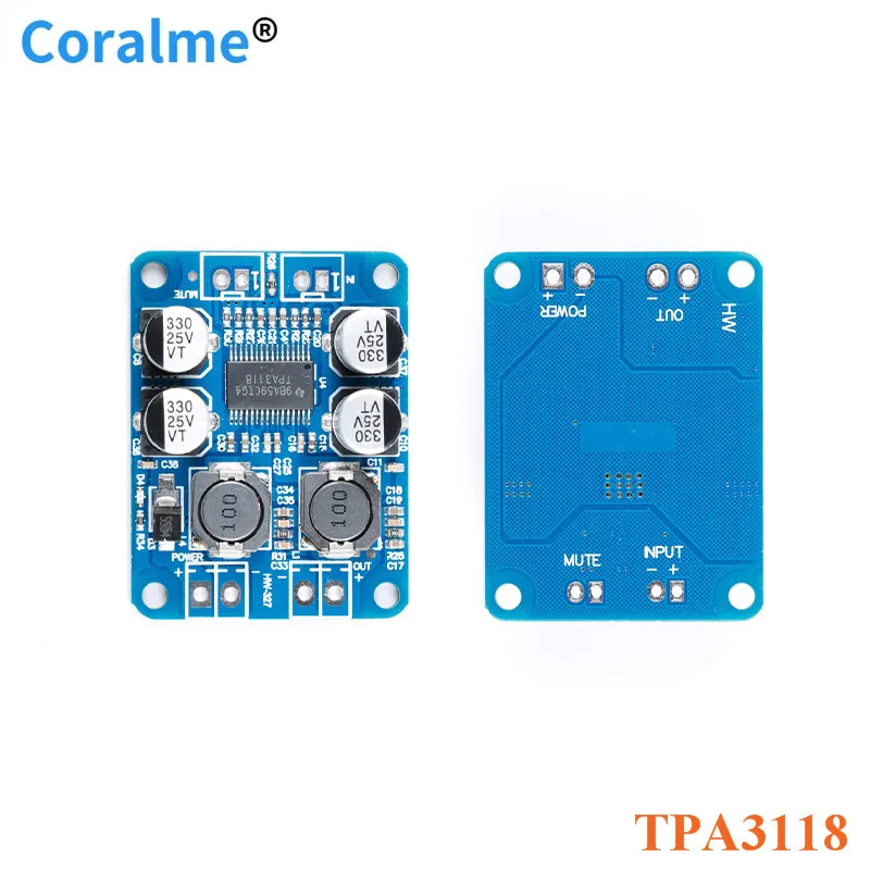 TPA3118 PBTL Amplifier Module 60W Mono Digital Audio Amplifier Board Module 1X60W DC 8-24V For Arduino
TPA3118 PBTL Amplifier Module 60W Mono Digital Audio Amplifier Board Module 1X60W DC 8-24V For Arduino