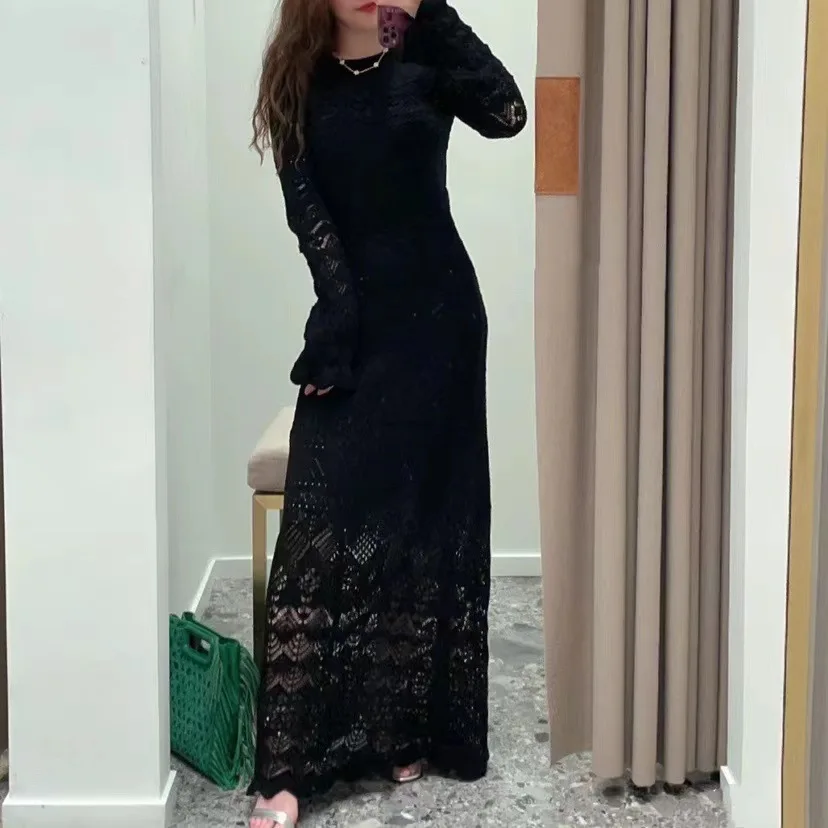 2023 Summer New Women Black Two-piece Dress Hollow Out Fashion Backless Long Sleeve Slim Ladies O-Neck Knit Mid-length Dress
2023 Summer New Women Black Two-piece Dress Hollow Out Fashion Backless Long Sleeve Slim Ladies O-Neck Knit Mid-length Dress