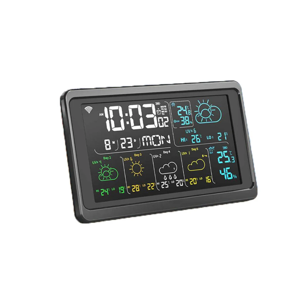 Метеостанция Tuya с термометром и цветным экраном, беспроводные часы с функцией измерения температуры и влажности, для дома и улицы 
Метеостанция Tuya с термометром и цветным экраном, беспроводные часы с функцией измерения температуры и влажности, для дома и улицы