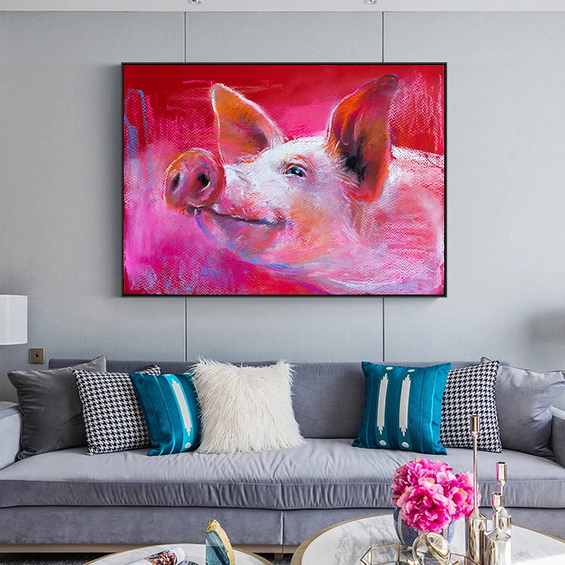 

Modern Pig Portrait Canvas Painting Posters and Prints Animal Wall Art Pictures for Living Room Decoration Unframed