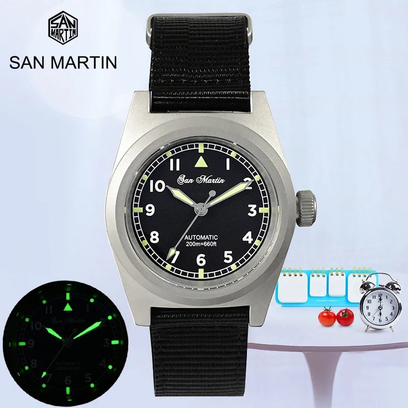 San Martin Pilot Watch 38mm Vintage Military Enthusiasts NH35 Automatic Mechanical Watches NATO Strap C3 Luminous 20Bar Watch
San Martin Pilot Watch 38mm Vintage Military Enthusiasts NH35 Automatic Mechanical Watches NATO Strap C3 Luminous 20Bar Watch
