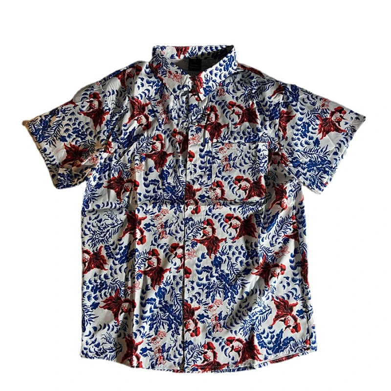 Japanese Style Goldfish Impression Print Short Sleeve Printed Shirt Vintage Retro Japanese Men and Women Thailand Hawaii Floral
Japanese Style Goldfish Impression Print Short Sleeve Printed Shirt Vintage Retro Japanese Men and Women Thailand Hawaii Floral