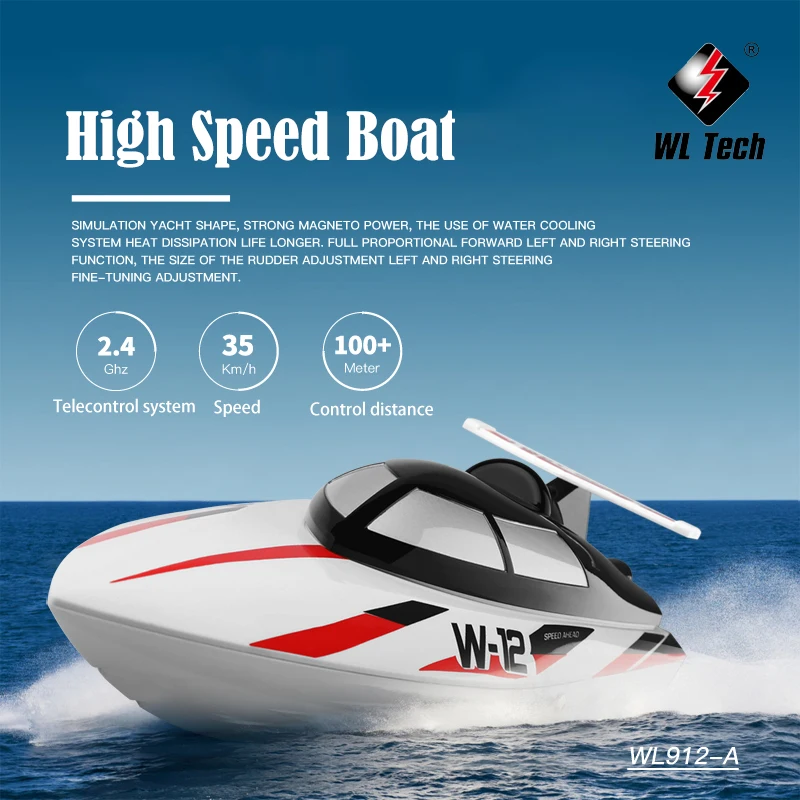 

Wl912-a Rc Boat 2.4g Remote Control 35km/h High Speed Capsize Waterproof Rc Speedboat Electric Pvc Boat Toy For Boy Kidsgift