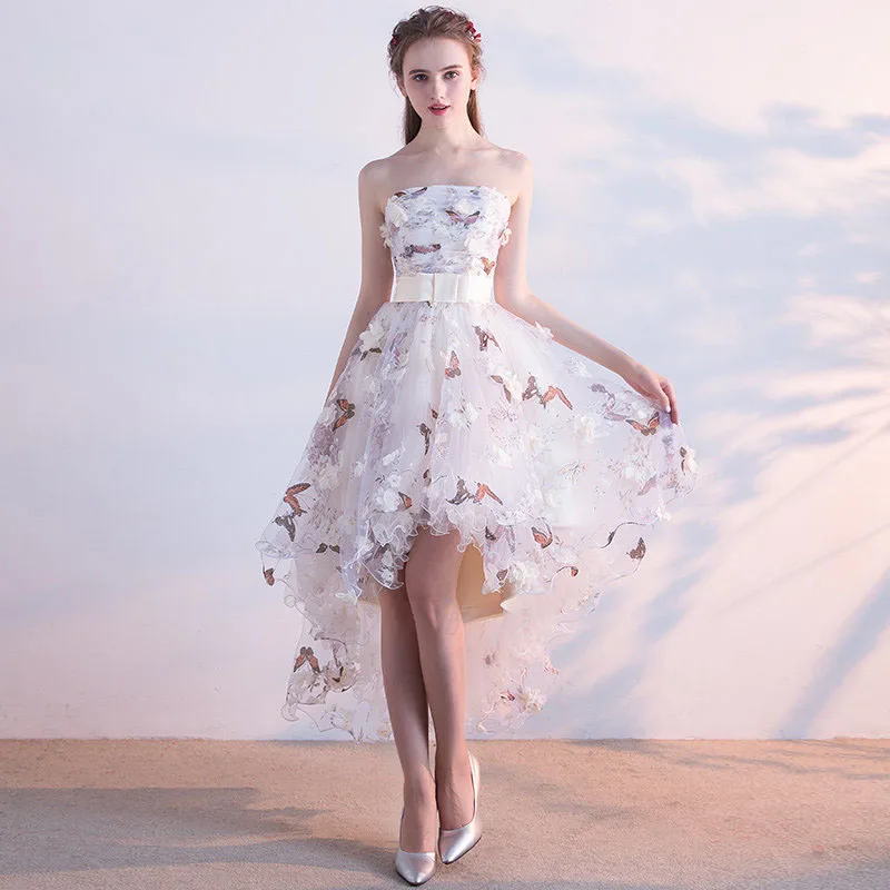 Strapless Boat Neck Evening Dresses Pleat Lace Up High-Low Asymmetry Vintage Elegant Flowers Dress Prom Gowns Robe Soirée Femme
Strapless Boat Neck Evening Dresses Pleat Lace Up High-Low Asymmetry Vintage Elegant Flowers Dress Prom Gowns Robe Soirée Femme