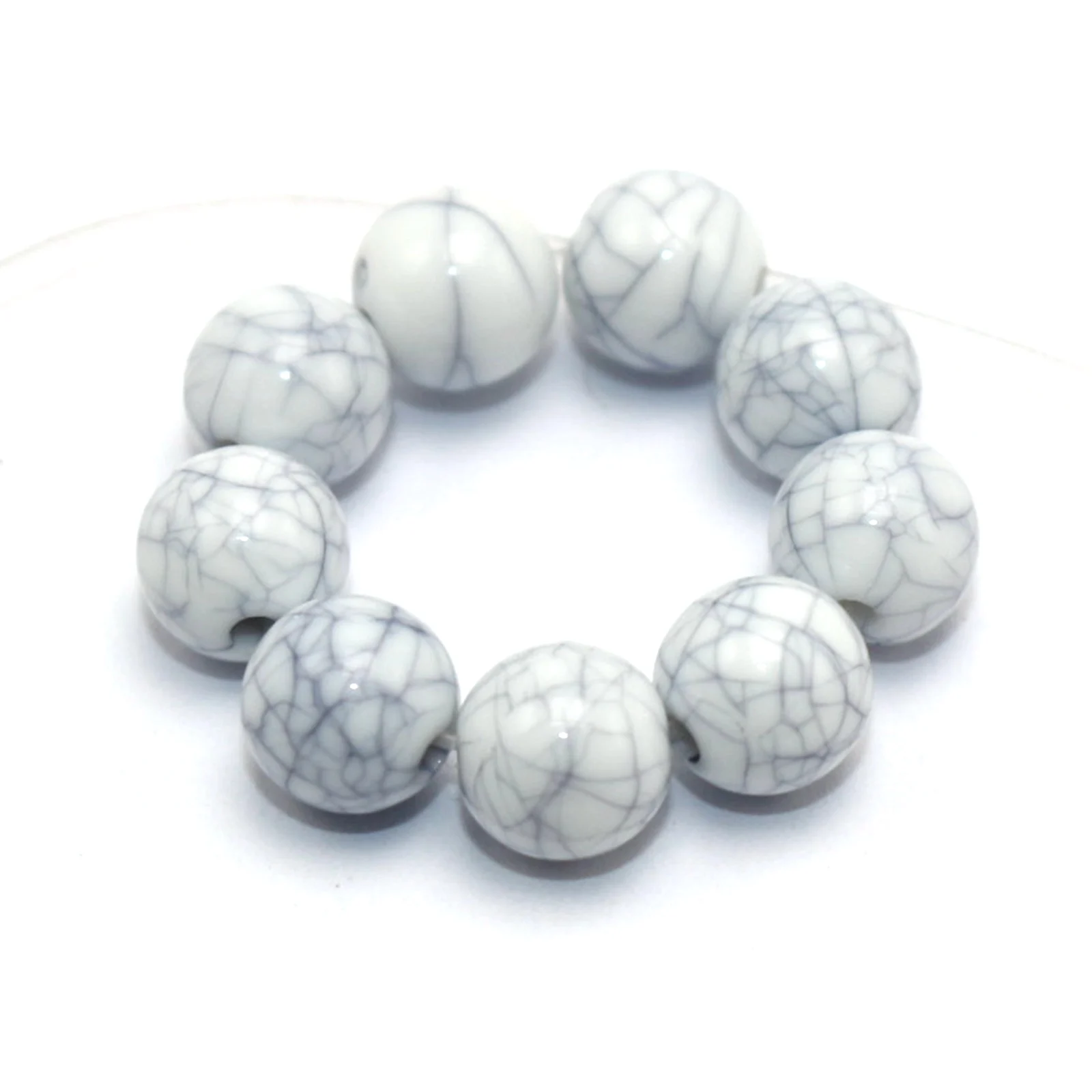 Craft DIY White Acrylic Crackle Round Beads 6mm-10mm Faux Turquoise Stone 
Craft DIY White Acrylic Crackle Round Beads 6mm-10mm Faux Turquoise Stone