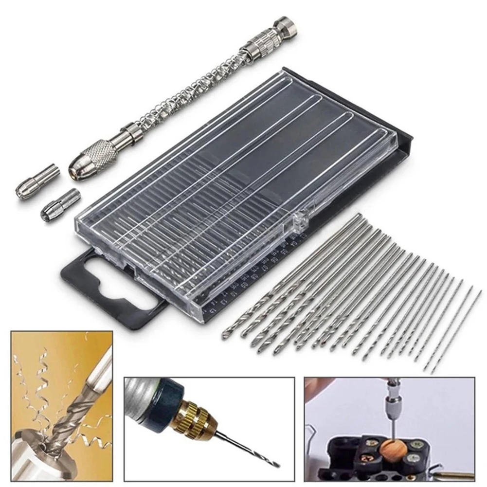 22Pcs/Set 0.3mm-1.6mm Mini Hand Drill HSS Spiral Twist Drill Bit Set Micro Drill Bit Swith Case For Micro Hobby Craft Jewelry
22Pcs/Set 0.3mm-1.6mm Mini Hand Drill HSS Spiral Twist Drill Bit Set Micro Drill Bit Swith Case For Micro Hobby Craft Jewelry