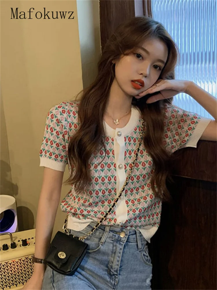 Mafokuwz Summer Cardigan Ladies flora croped Top Design Ice Silk Sweater Cardigan All-match Short Sleeve T-shirt Women 2022 New
Mafokuwz Summer Cardigan Ladies flora croped Top Design Ice Silk Sweater Cardigan All-match Short Sleeve T-shirt Women 2022 New