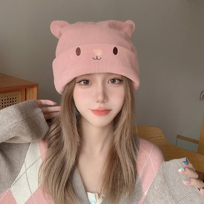 2022 New Women Autumn and Winter Cute Big Head Around Knitting Cap Casual Student Warm Fashion Cat Ear Sweet Skullies Beanie Cap
2022 New Women Autumn and Winter Cute Big Head Around Knitting Cap Casual Student Warm Fashion Cat Ear Sweet Skullies Beanie Cap