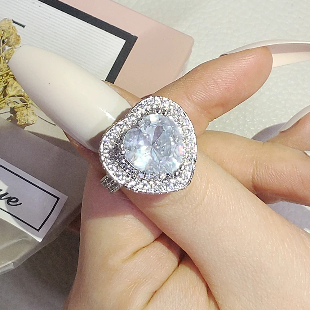 2022 New Luxury Heart silver color designer Engagement Ring For Women Lady Anniversary Gift Jewelry Wholesale Moonso R5788
2022 New Luxury Heart silver color designer Engagement Ring For Women Lady Anniversary Gift Jewelry Wholesale Moonso R5788